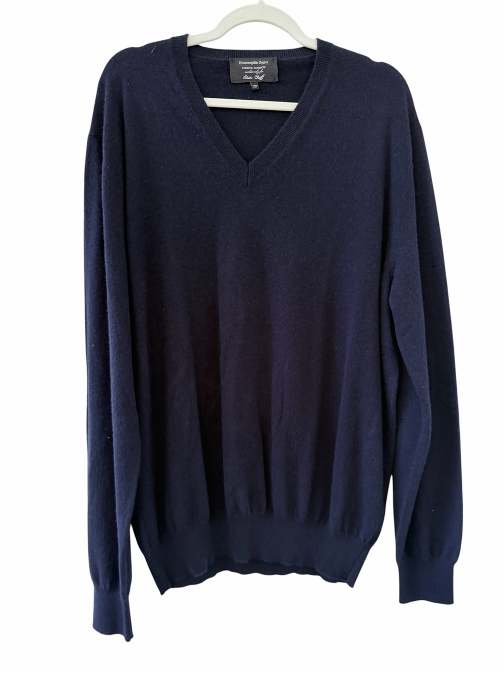 Ermenegildo Zegna Cashmere Navy V-Neck Sweater